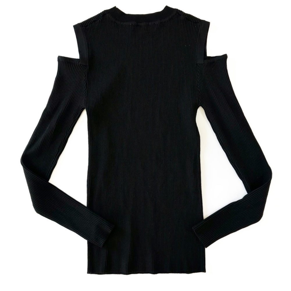 Zara Black Ribbed Knit Top with Shoulder Cutouts - Size S - Picture 1 of 3